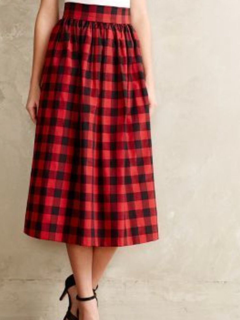 Kolonaki Buffalo Plaid Midi Skirt from Anthropologie -- Size 0 NWT